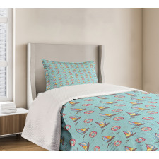 Seafoam Birds Sailboats Bedspread Set