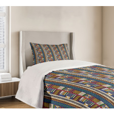 Tribal Motifs Vibrant Colors Bedspread Set