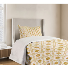 Soft Floral Details in Squares Bedspread Set