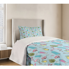 Popsicle Flamingo Pineapple Bedspread Set