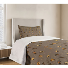 Heads Paw Print and Bones Bedspread Set