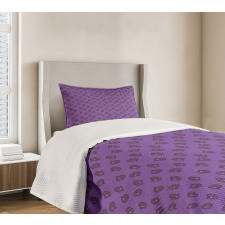 Doodle Hearts with Stripes Bedspread Set