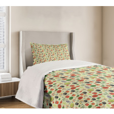 Birds Trees and Plants Bedspread Set