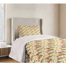 Vivid Fallen Leaves Birds Bedspread Set