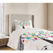 Tree with Notes Happiness Bedspread Set