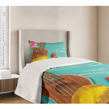 Hawaiian Summer Ukulele Bedspread Set