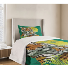 Tiger Family in Jungle Bedspread Set