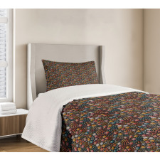 Nostalgic Flowers Leaves Bedspread Set