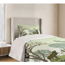 Deer and Nature Park Bedspread Set