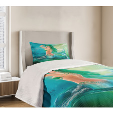 Mermaid Tail Waves Sea Bedspread Set