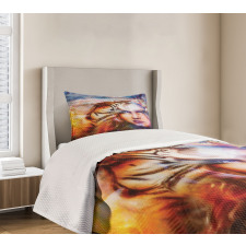 Tiger and Lion Head Bedspread Set