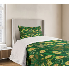 Retro Style Leaves Fruits Bedspread Set