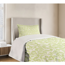 Green Leaves Branches Bedspread Set