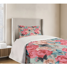 Peony Rose Butterflies Bedspread Set