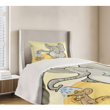 Elephant Bathing Mouse Bedspread Set