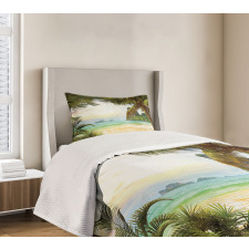 Palm Coconut Trees Beach Bedspread Set