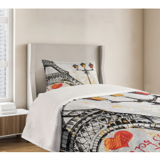 Grunge Eiffel Europe Bedspread Set