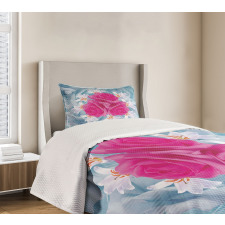 Graphic Roses and Lilies Bedspread Set