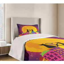 Cats on the Roof Heart Bedspread Set