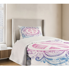 Peace Sign and Swirls Bedspread Set