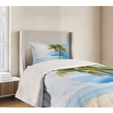 Beach Palm Trees Rock Bedspread Set