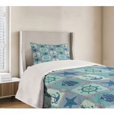 Ships Wheel Turquoise Bedspread Set