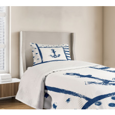 Grunge Boat Navy Theme Bedspread Set