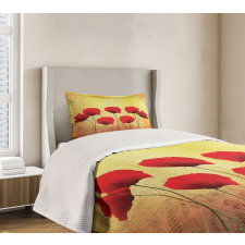 Retro Poppy Flowers Bedspread Set