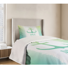 Words Green Ombre Anchor Bedspread Set