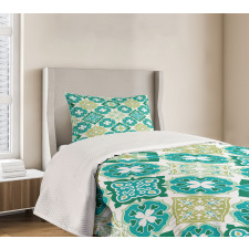 Geometric Colored Tiles Bedspread Set