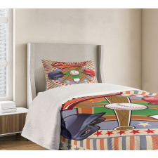 Retro Pop Art Baseball Bedspread Set