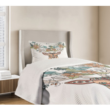 Deer Head Floral Ethnic Bedspread Set