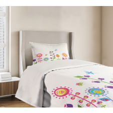 Floral Cartoon Art Bedspread Set