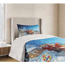 Santa in Sleigh Toys Bedspread Set