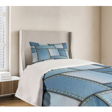 Denim Patchwork Pattern Bedspread Set