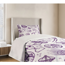 Sketch Alien Planet Art Bedspread Set