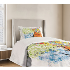 Flowers 4 Season Theme Bedspread Set