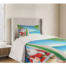 Santa with Surfboard Bedspread Set