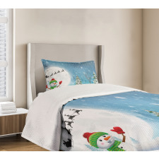 Jolly Snowman Santa Bedspread Set