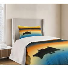 Sunset at Lake Fishing Bedspread Set