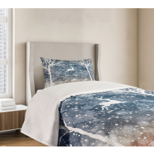 Flying Deer Ombre Snow Bedspread Set