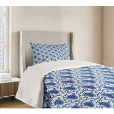 Flowers Ivy Leaves and Dots Bedspread Set
