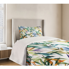 Bamboo Leaves Asian Bedspread Set