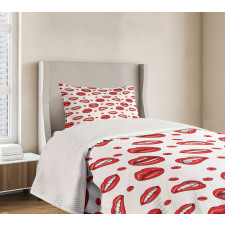 Woman Lips with Gestures Bedspread Set