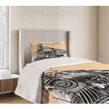 Old Wooden Train Bedspread Set