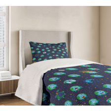 Planet Earth Face Moods Bedspread Set