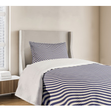Wavy Stripes Dark Blue Bedspread Set