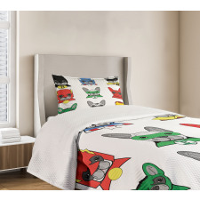 Cartoon Bulldog Art Bedspread Set