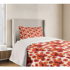 Red Poppy Flowers Bedspread Set