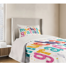 Spanish Thanks Words Bedspread Set